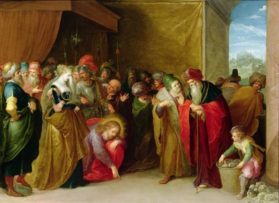 Christus en de overspelige vrouw door Frans II Francken the Younger